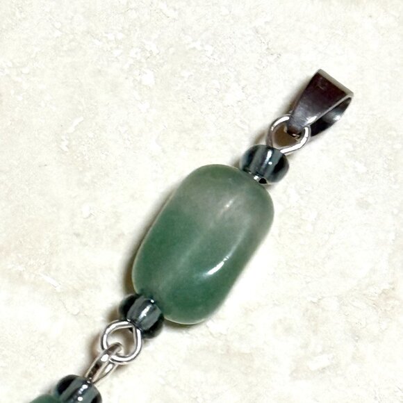 2/$20, Natural Green Aventurine Pendant, Genuine Gemstone Long Drop Pendant - Picture 2 of 11